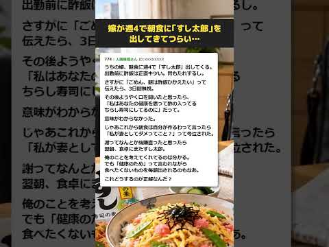 【衝撃】嫁が週4で朝食に「すし太郎」を出してきてつらい…